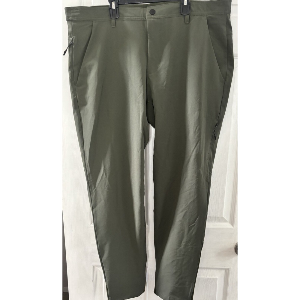 Russell RSL Tech Pants Mens L Green Jogger Stretch Water Resistant Zip Pockets